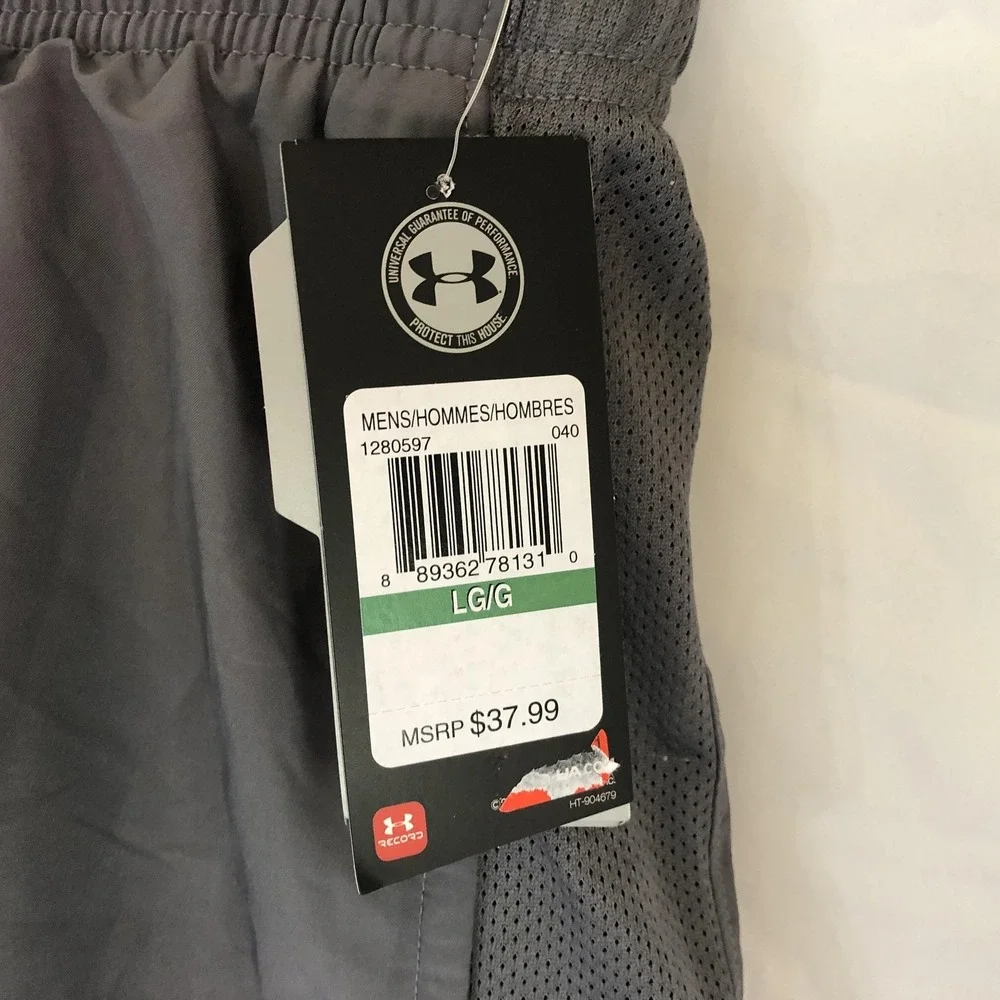 Under Armour Shorts Mens Large Gray HeatGear Lined 9 Inseam Running Gym
